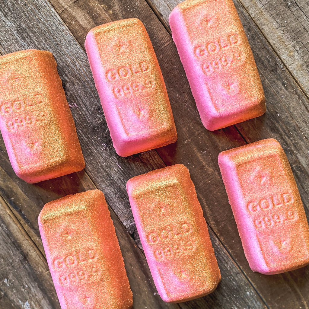 Foaming Bath Bomb-Pink Sugar Gold Bar